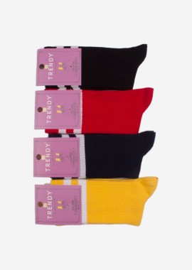 Trendy - ΕΦΗΒΙΚΗ ΚΑΛΤΣΑ TWO STRIPES TRENDY ΑΣΟΡΤΙ ΑΝΟΙΧΤΟ PACK 4 ΤΕΜ Πολύχρωμο