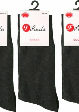 Filinda - Σετ 3 Τεμ Ανδρική Αθλητική Κάλτσα Πετσετέ Ανθρακί Ανθρακί
