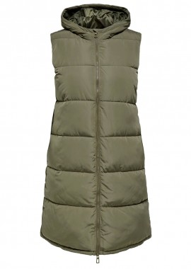 Αμάνικο puffer μπουφάν σε χακί χρώμα