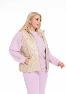 Αμάνικο κοντό plus size με αποσπώμενη κουκούλα σε χρυσό χρώμα