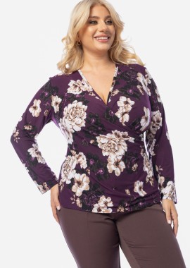 Κρουαζέ εμπριμέ μπλούζα σε μωβ χρώμα