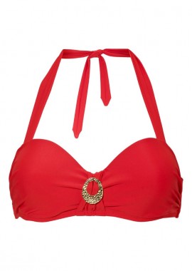 Κόκκινο μαγιό top με χρυσή λεπτομέρεια