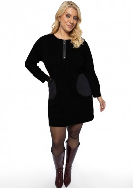 Mini φόρεμα με τσέπες σε μαύρο χρώμα