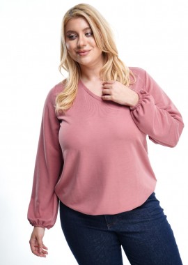Μπλούζα plus size cupro με κορδόνι σε σάπιο μήλο χρώμα