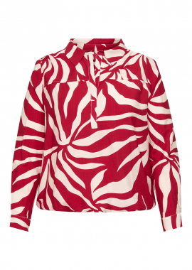 Μπλούζα εμπριμέ σε εκρού/κόκκινο χρώμα plus size