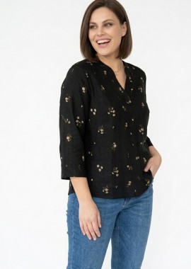 Μπλούζα hi-lo floral σε μαύρο χρώμα plus size