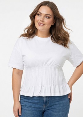 Μπλούζα corset details σε εκρού χρώμα plus size