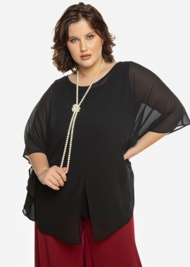 Τουνίκ μουσελίνα με κολιέ σε μαύρο χρώμα