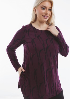 Μπλούζα με τσέπες στα πλαϊνά σε μωβ χρώμα