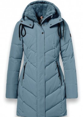 Long μπουφάν με αποσπώμενη κουκούλα σε μέντα χρώμα