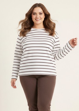 Ριγε μπλούζα σε εκρού/καφέ χρώμα