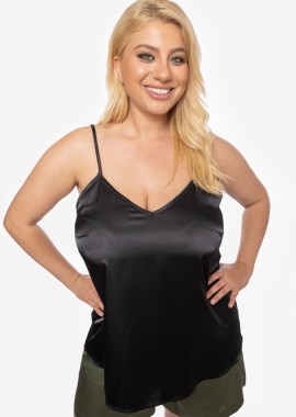 Σατέν τοπ λινζερί σε μαύρο χρώμα