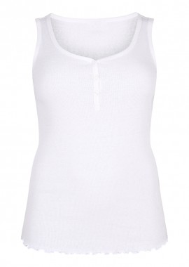 Ριμπ αμάνικο τοπ με κουμπιά σε λευκό χρώμα