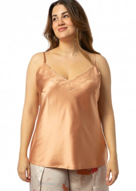 Σατέν τοπ με δαντέλα σε nude χρώμα | Premium Collection