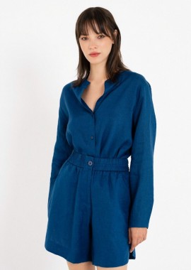 Philosophy Linen Shorts TR44520 Μπλέ