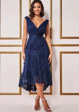 PerfectDress.gr - luxurious κρουαζέ φόρεμα high low Simon navy