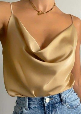 satin draped lingerie top Femina μπεζ