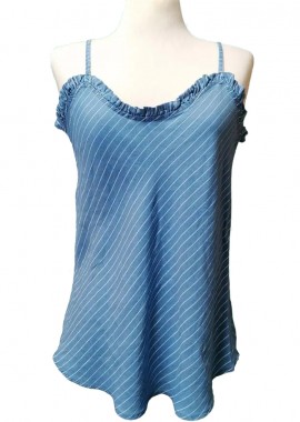 boho bias cut ριγέ denim top