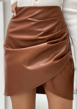 PerfectDress.gr - mini φούστα leatherette Beata brown