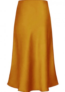 PerfectDress.gr - must have σατέν φούστα Julienne μουσταρδί