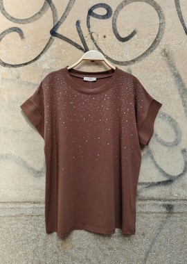 PerfectDress.gr - Τ-shirt στρας Galaxy καφέ