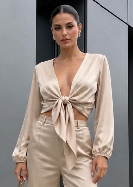 chic σατέν μπολερό Jojo grace μπεζ