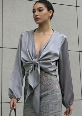 chic σατέν μπολερό Jojo γκρι