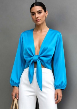PerfectDress.gr - chic σατέν μπολερό Jojo τιρκουάζ
