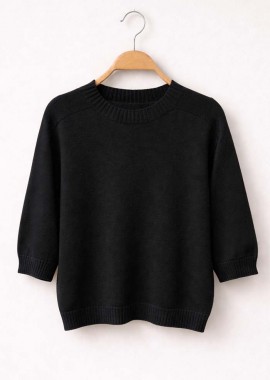 soft πλεκτή μπλούζα 3/4 μανίκι Katrin μαύρο