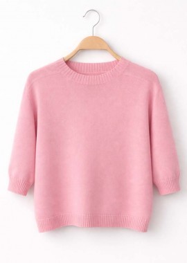 soft πλεκτή μπλούζα 3/4 μανίκι Katrin ροζ