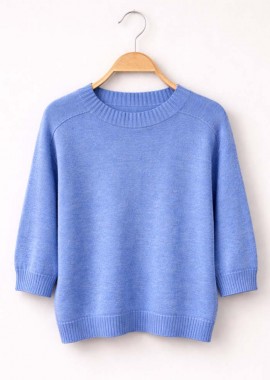 soft πλεκτή μπλούζα 3/4 μανίκι Katrin μπλε ραφ