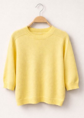 soft πλεκτή μπλούζα 3/4 μανίκι Katrin κίτρινο