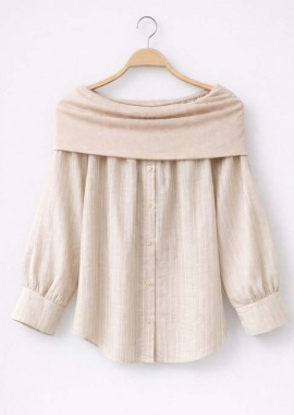 πουκαμίσα ριγέ off shoulder Νantes μπεζ