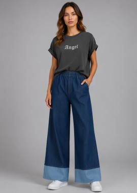 casual cropped denim παντελόνα Debbie μπλε