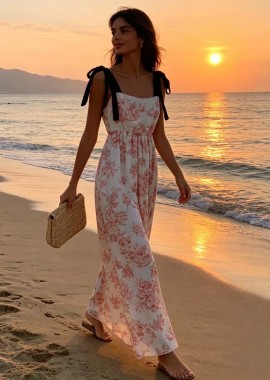 boho chic φόρεμα Porcelain ροζ