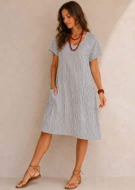 PerfectDress.gr - cotton beach ριγέ φόρεμα Nautical λευκό