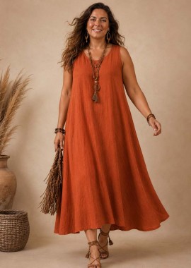 PerfectDress.gr - plus size maxi φόρεμα Sonya rust
