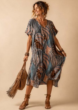 PerfectDress.gr - bohemian viscose φόρεμα 3/4 Tropicana μπλε