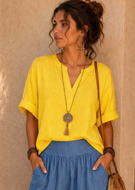 PerfectDress.gr - boho cotton τουνίκ Terra κίτρινο