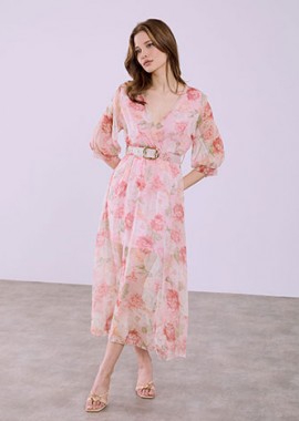 Φόρεμα κρουαζέ φλοράλ SQ7570.8901+2