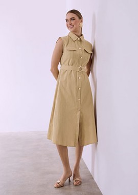 Σεμιζιέ φόρεμα βαμβακερό με τσέπες SQ7578.8053+4