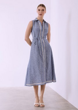 Σεμιζιέ φόρεμα με λινό SQ7578.8619+3