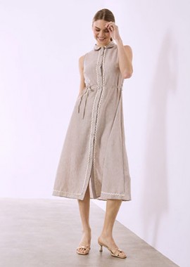 Σεμιζιέ φόρεμα με λινό SQ7578.8619+2