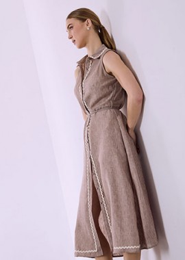 Σεμιζιέ φόρεμα με λινό SQ7578.8619+1