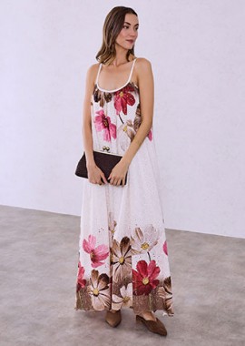Φόρεμα κεντητό διάτρητο φλοράλ SQ7585.8002+3