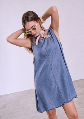 Φόρεμα βαμβακερό με denim όψη SQ7591.8404+1