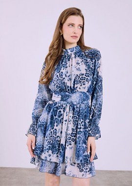 Φόρεμα μίνι λεοπάρ με βολάν SQ7594.8760+2