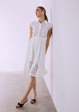 Σεμιζιέ φόρεμα βαμβακερό με πιέτες SQ7614.8305+1