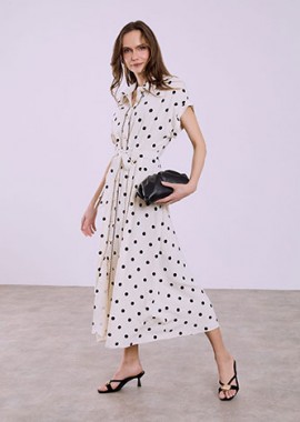 Σεμιζιέ φόρεμα μίντι πουά SQ7633.8009+1