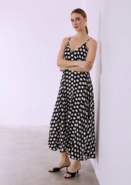 Φόρεμα μάξι πουά με βαμβάκι SQ7633.8201+3